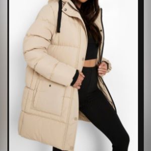 POCKET DETAIL HOODED PUFFER JACKET